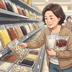 정월대보름을 앞두고 서로 다른 곡물 구성이 담긴 오곡밥용 상품이 놓인 마트 곡물 코너