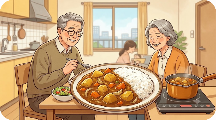 감자와 당근이 들어간 일본 가정식 카레라이스