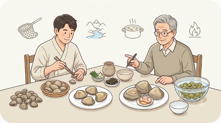 조개국에 쓰이는 여러 조개 종류와 이름 범위 비교