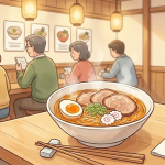 미소라멘 이름 뜻 일본식 라멘집 테이블에 놓인 미소라멘 한 그릇