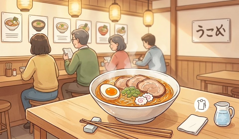 미소라멘 이름 뜻 일본식 라멘집 테이블에 놓인 미소라멘 한 그릇
