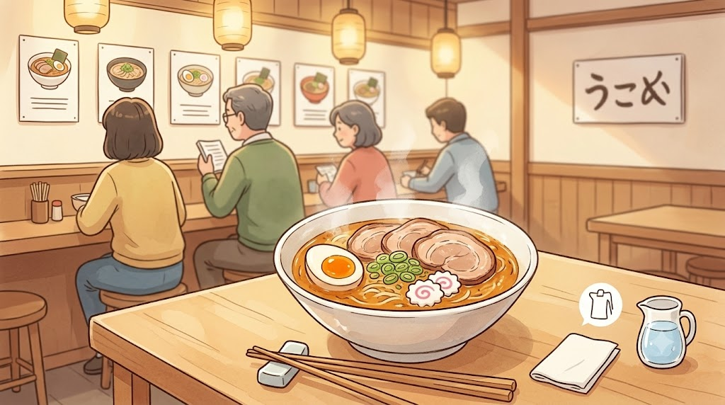 미소라멘 이름 뜻 일본식 라멘집 테이블에 놓인 미소라멘 한 그릇