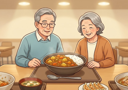 카레 이름 뜻 푸드코트 식탁에 놓인 걸쭉한 일본식 카레라이스