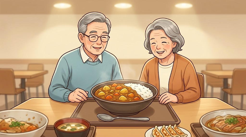 카레 이름 뜻 푸드코트 식탁에 놓인 걸쭉한 일본식 카레라이스