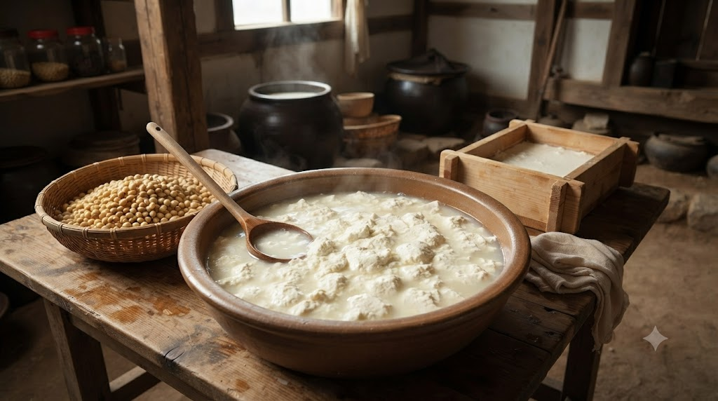 순두부찌개 이름 뜻 두부를 만들며 콩물이 몽글몽글하게 응고된 순두부 상태