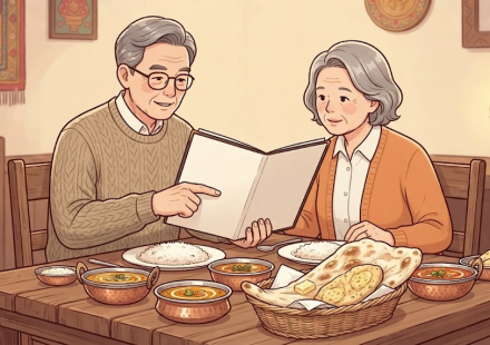 난 이름 뜻 인도 음식점 식탁에 커리와 여러 종류의 난이 함께 놓인 모습