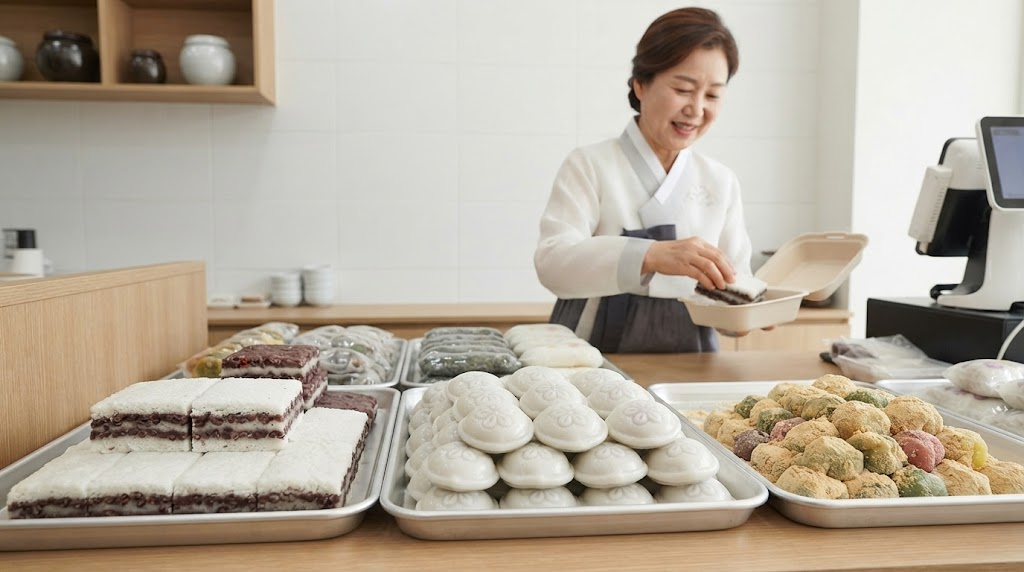 시루떡 이름 뜻 현대 떡집에서 판매되는 시루떡과 여러 전통 떡