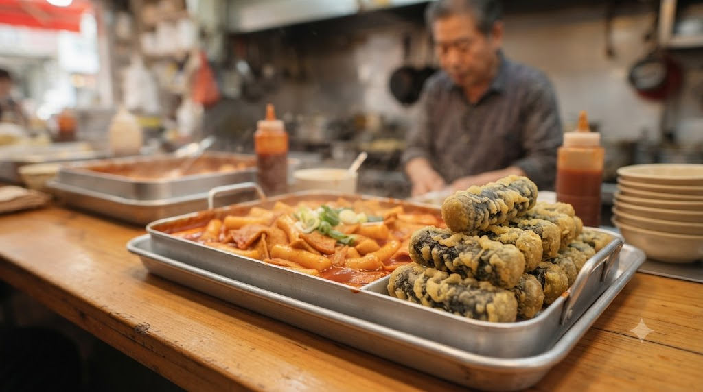 김말이 이름 뜻 분식 메뉴판을 떠올릴 수 있는 김말이와 떡볶이 한 접시