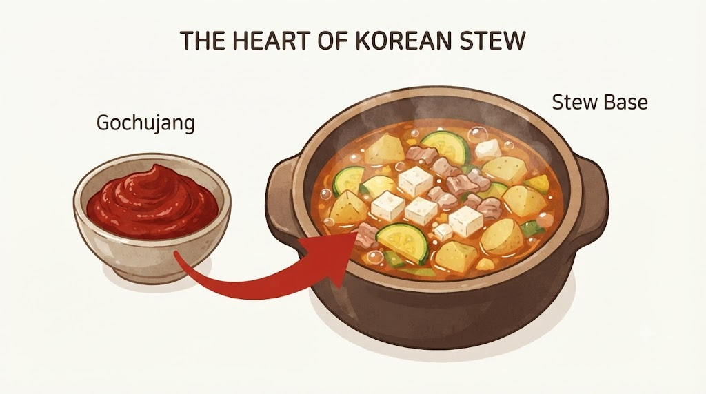 고추장이 찌개 국물의 바탕이 되는 고추장찌개 이름 뜻 설명 이미지