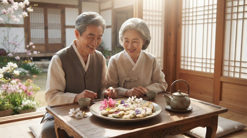 오늘날 전통 찻상에서 만나는 화전과 화전 이름 뜻