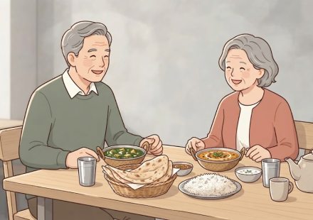 차파티 이름 뜻 인도 음식점 식탁에 놓인 차파티와 카레 메뉴 장면