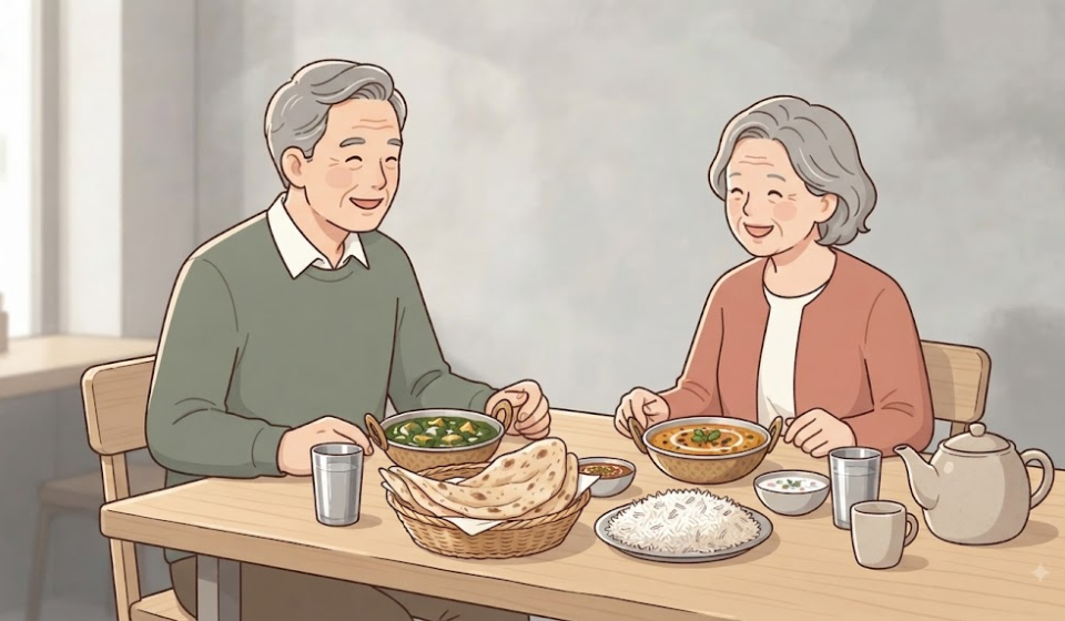 차파티 이름 뜻 인도 음식점 식탁에 놓인 차파티와 카레 메뉴 장면