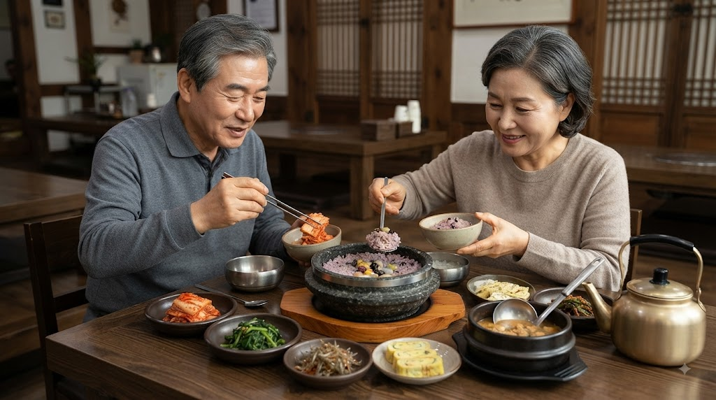 이천쌀밥 이름 뜻을 보여주는 지역 한정식 밥상