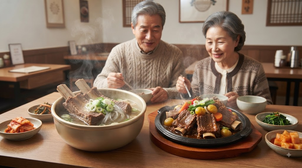 갈비찜 갈비탕 재료와 조리 차이를 보여주는 음식 이미지