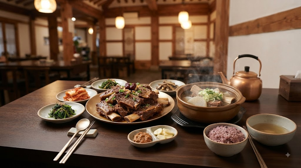 현재 식탁에서 만나는 갈비찜 갈비탕 메뉴 모습을 보여주는 이미지