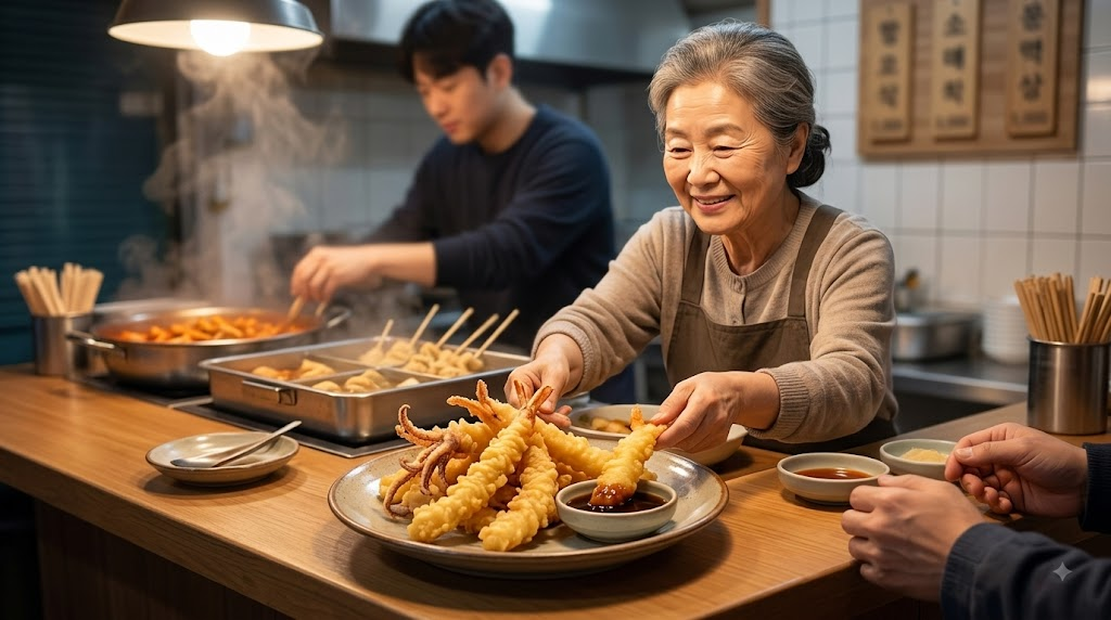 오징어튀김 이름 뜻 분식집에서 판매하는 오징어튀김 메뉴 모습