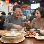만터우 이름 뜻 중식당 식탁 위에 놓인 만터우 찐빵과 중국 음식 상차림