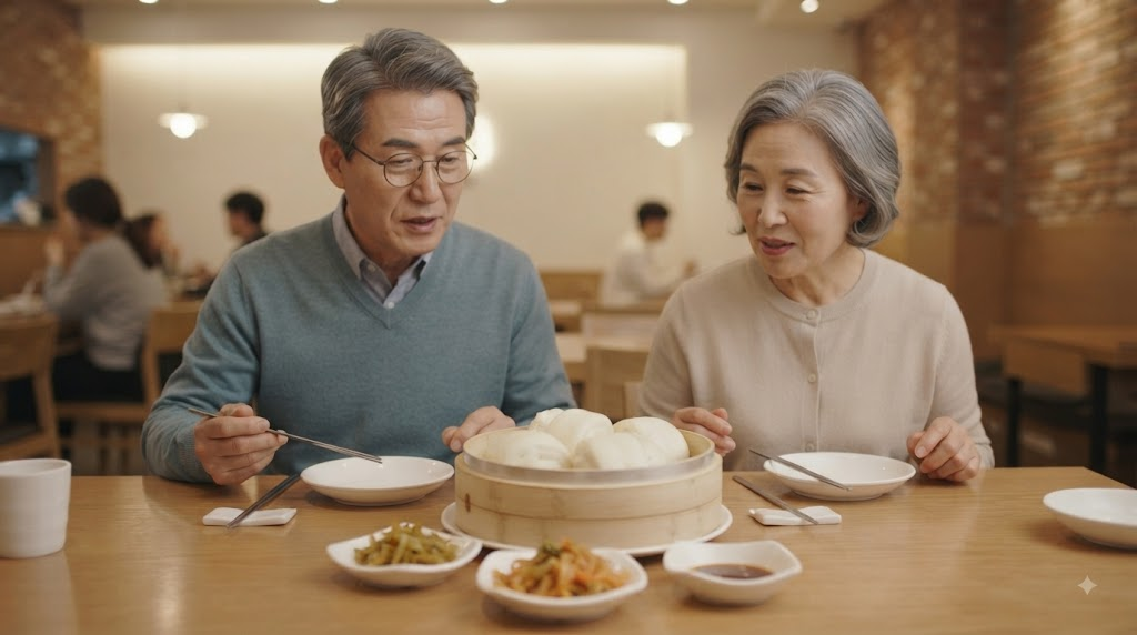 만터우 이름 뜻 중식 메뉴에서 만터우를 고르는 장면과 음식 모습