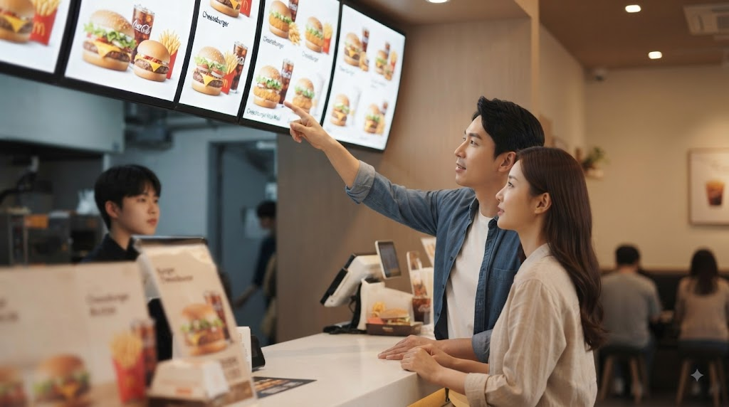 치즈버거 이름 뜻과 메뉴판에서 다양한 버거를 고르는 장면