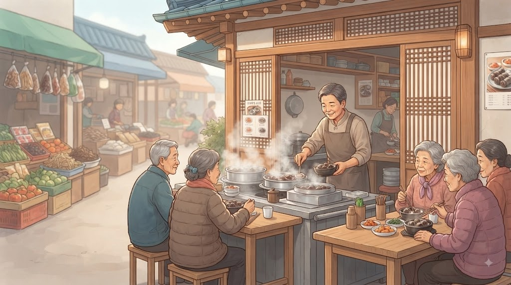 용인백암순대 이름 뜻 백암 지역 장터와 순대 음식 문화를 보여주는 이미지