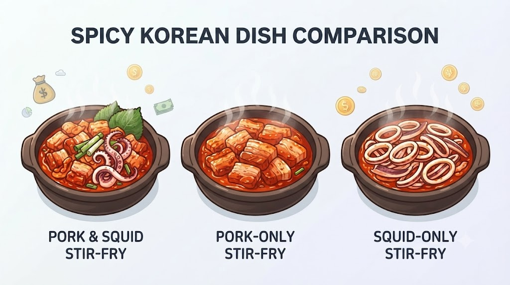 오삼불고기 이름 뜻 오삼불고기 제육볶음 오징어볶음의 주재료 차이 비교 이미지
