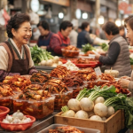 강화순무김치 이름 뜻 강화도 특산품 코너에서 순무와 순무김치를 함께 살펴보는 장면
