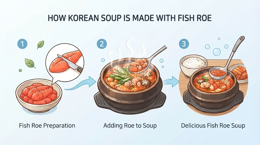 알탕 이름 뜻 알탕 이름 속 알이 생선 알을 뜻하는 과정을 설명하는 삽화