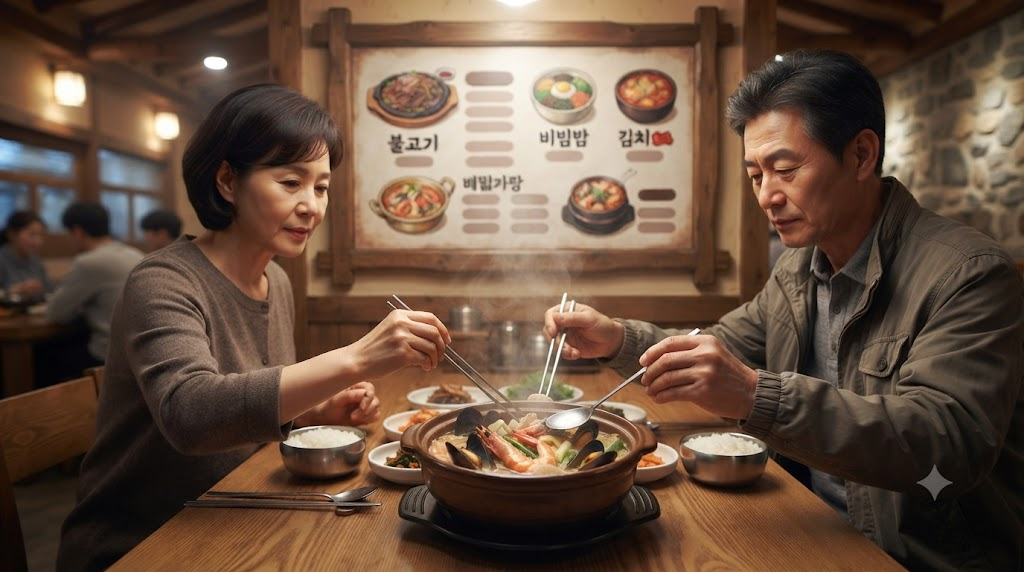 알탕 이름 뜻 식당에서 알탕 메뉴와 음식이 놓인 현재 쓰임 장면