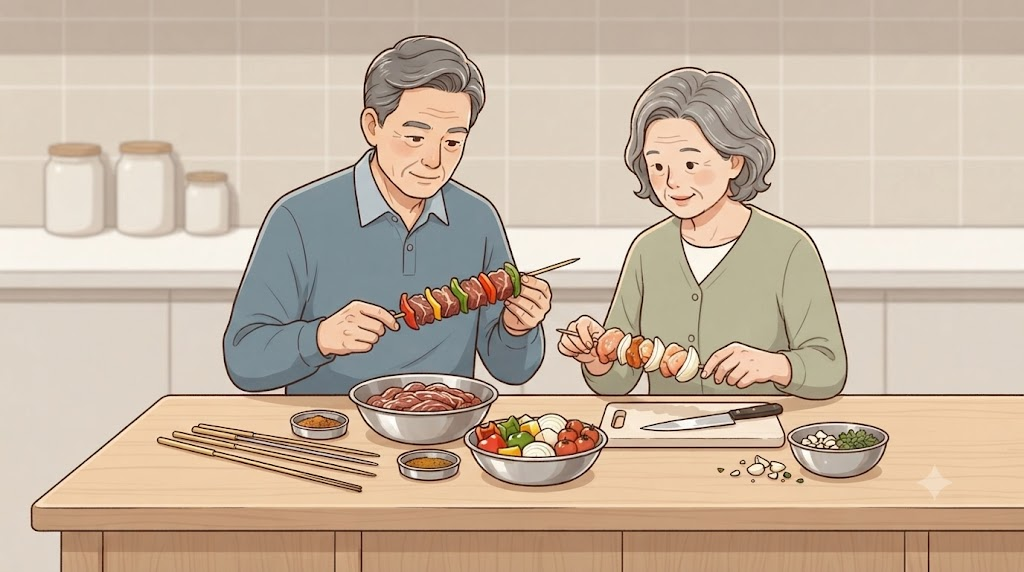 샤슬릭 이름 뜻 고기를 꼬치에 끼워 굽는 샤슬릭 조리 과정