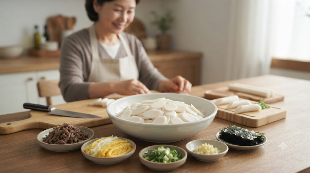 가래떡 이름 뜻 썰어 놓은 가래떡과 떡국 재료