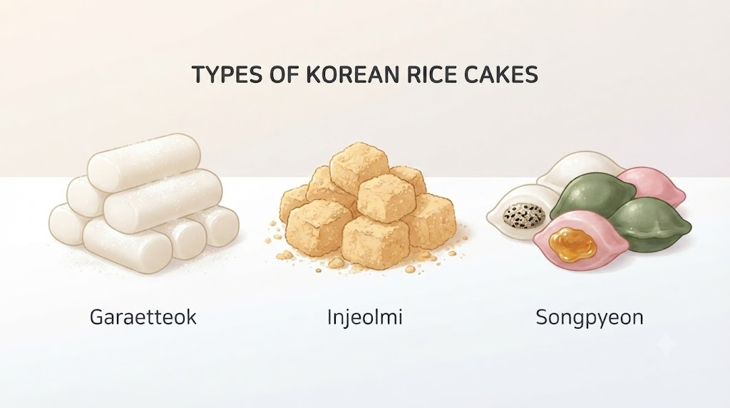 가래떡 이름 뜻 가래떡과 다른 한국 떡의 형태 비교 이미지