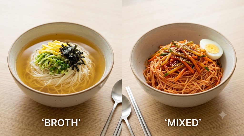 잔치국수 비빔국수 국물에 말아 먹는 잔치국수와 양념에 비벼 먹는 비빔국수 비교
